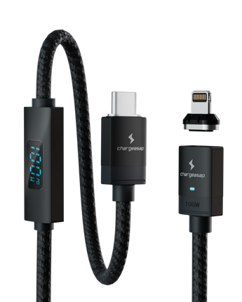 Connect Pro Magnetic Cable Set — black braided cable with Lightning tip for iPhone — Chargeasap