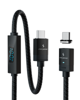 Connect Pro Magnetic Cable Set — black braided cable with built-in power meter and USB-C tip — Chargeasap