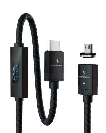 Connect Pro Magnetic Cable Set — black braided cable with Micro USB tip — Chargeasap