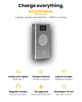 Flash Pro Plus — top view showing OLED screen and dual wireless charging zones — Chargeasap