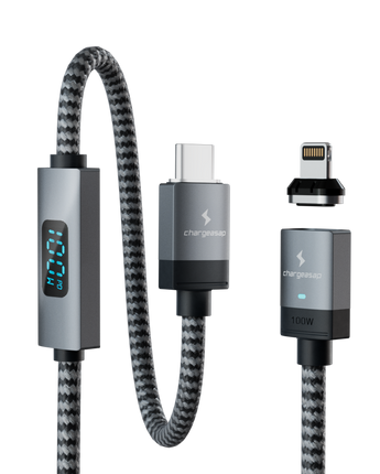Connect Pro Magnetic Cable Set — gunmetal braided cable with Lightning tip for iPhone — Chargeasap