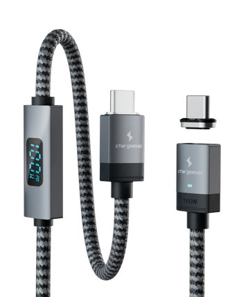 Connect Pro Magnetic Cable Set — gunmetal braided cable with USB-C tip — Chargeasap
