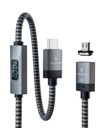 Connect Pro Magnetic Cable Set — gunmetal braided cable with Micro USB tip — Chargeasap