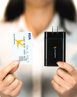 Omega 200W GaN Charger — size comparison showing it is smaller than a credit card — Chargeasap