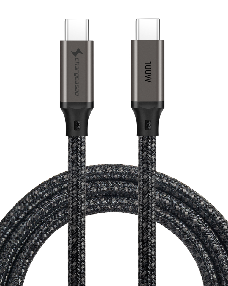 USB-C to USB-C 100W 480mbps Cable in the colour gunmetal 