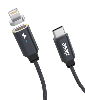 Chargeasap USB-C Cable Set Magnetic 18W Charging Cable: UNO Apple Lightning Black