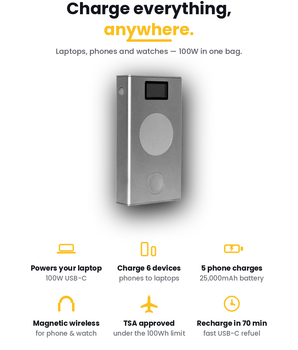 Flash Pro Plus: USB-C 25000mAh Graphene Power Bank With MagSafe Compatibility