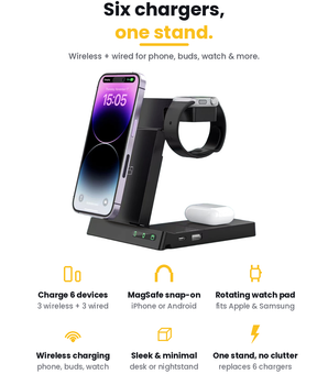 VersaCharge 6-in-1 Wireless Magnetic Charging Station