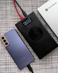 Thumbnail for Front facing Image of Graphene Powerbank, Flash Pro charging Chromebook and Samsung phone. 25000mAh large battery capacity, OLED display, USB-C 100W fast charging, wireless charger up to 15W, and Perfect for Android mobile and laptop users 