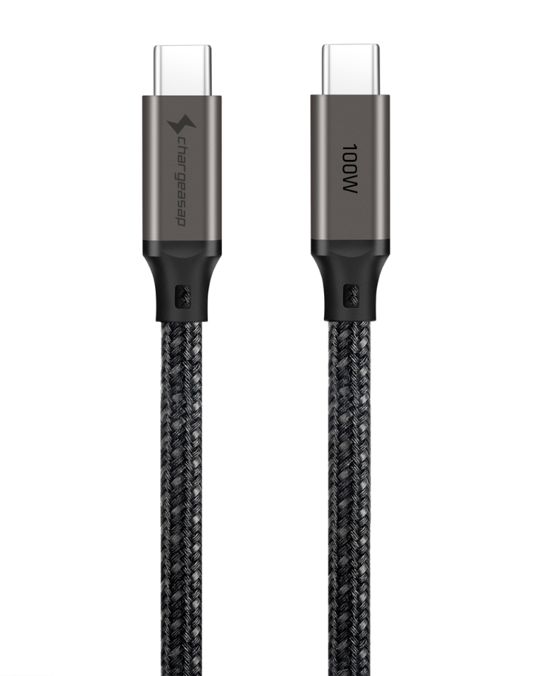 USB-C to USB-C 100W 480mbps Cable in the colour gunmetal 