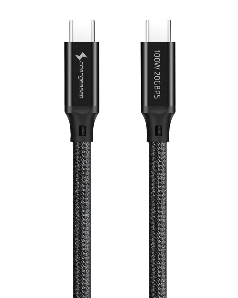 USB-C to USB-C 100W 20Gbps Cable With 4K Video Output in colour black