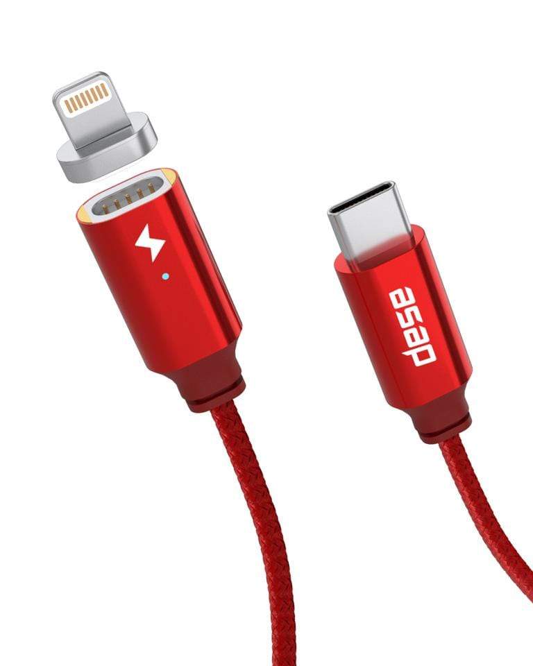 Chargeasap USB-C Cable Set Magnetic 18W Charging Cable: UNO Apple Lightning Red
